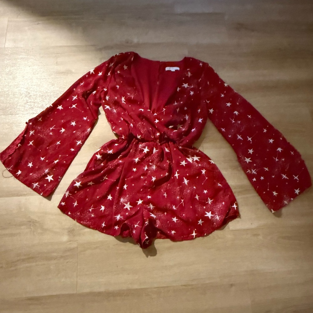 Red Star Patterned Romper